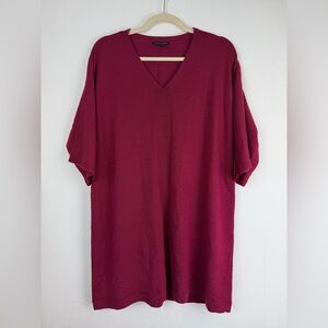 Eileen Fisher Merino Wool Tunic Blouse Wine Maroon Women's Size Medium